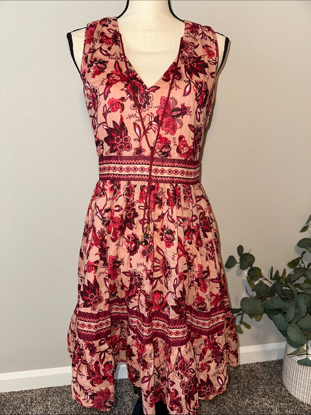 kate spade Pink Dress with Red Floral Print